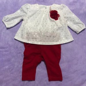 Red and white baby girl outfit